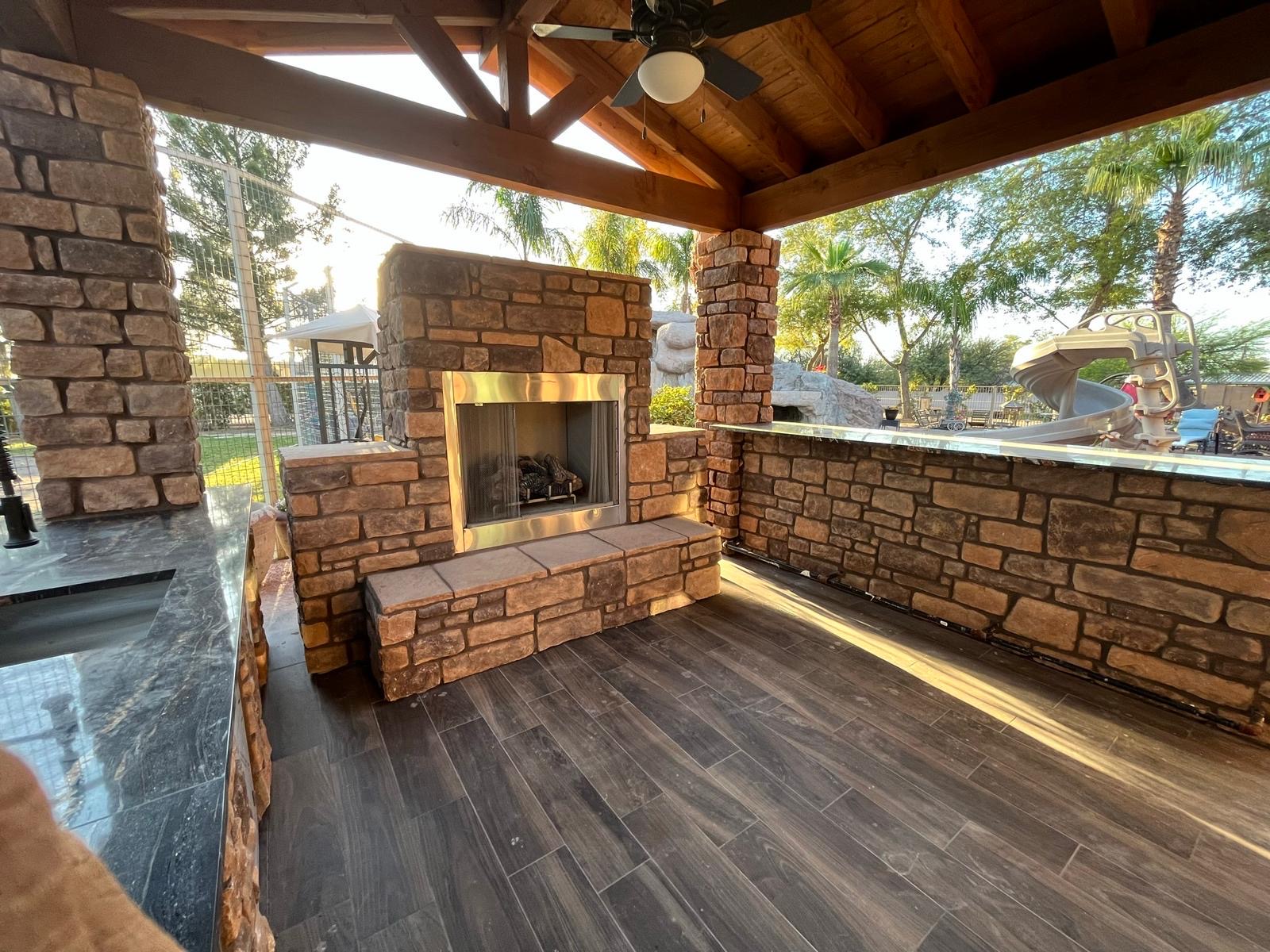 Outdoor BBQ island masonry